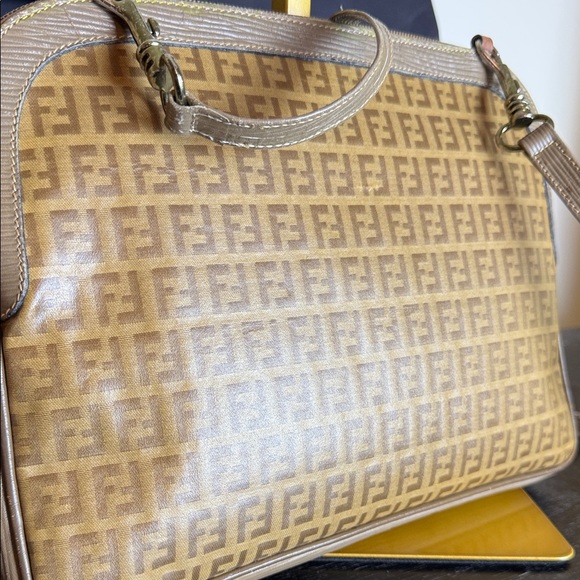 Fendi Zucchino FF Monogram Clutch Crossbody Bag Vintage Zucca Coated Canvas - Picture 3 of 15